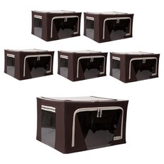 可折疊大容量收納箱 88L, 素面棕色, 6個