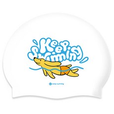 KeepSwimming 兒童款小狗浮潛泳帽, 1個, 白色