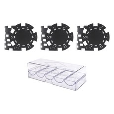 Boami 撲克籌碼 再生原料 100片 + 壓克力盒套裝, 1套, 黑色(籌碼)