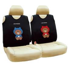 LINE FRIENDS 背心椅套組 台灣製 熊大帽T款, 1組, 防汙, 黑色