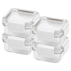 Glasslock 格拉氏洛克 Leafzen方形保鮮盒 白色, 4個, 180ml