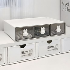 리빙웍스 토끼 적층식 서랍 보관함 소형 3칸, 혼합색상, 1개