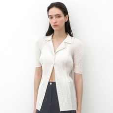 Nine褶皺半袖開襟襯衫 BL-4338