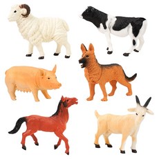 仿真農場動物模型6件組 小 硬材質 安全塑膠, 1組