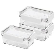 Glasslock 格拉氏洛克 Leafzen長方形保鮮盒 白色, 3個, 700ml