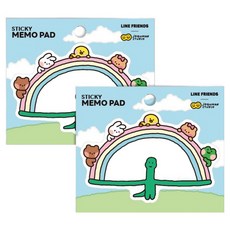 Flyingwhales LINE FRIENDS joguman minini 便利貼, 2個, 彩虹, 50張