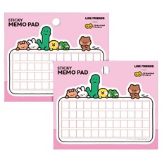 플라잉웨일즈 라인프렌즈 조구만 미니니 점착메모지, 원고지, 50매, 2개