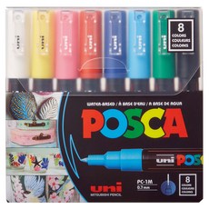 uni 포스카 매우 얇은 글씨용 마카 세트 PC-1M, 1세트, 8색
