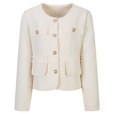 ISABEY 女性金色鈕扣圓領粗花呢夾克 VJJAI2108