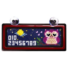 Blingbling 寶石十字繡 雙色車牌停車珠 DIY套組, 貓頭鷹 + 黑色紅色, 1套