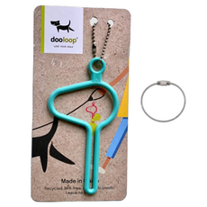 dooloop All Nature拾便袋鑰匙圈+鋼絲鑰匙圈組, 湖水綠+銀色, 1組
