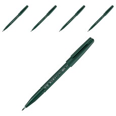 Pentel 飛龍文具 毛筆字簽字筆 顏料 M尖 XSESP15MA, 黑色, 5個