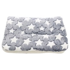 QIDINA 加厚法蘭絨保暖軟軟寵物墊, 1個, 藍色白星