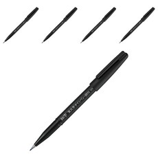 Pentel 飛龍文具 筆文字簽字筆 顏料 F尖 XSESP15FA, 黑色, 5個