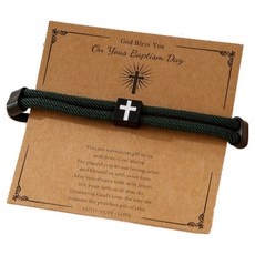 Obeuel 簡約基督教用品, 1個, 白色十字架 + 炭灰色繩