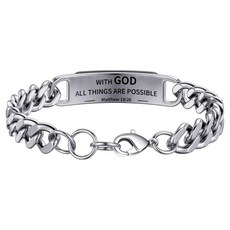 Ofel 聖經經文十字架基督教用品, 1個, 銀色 Matthew 19:26