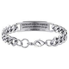 Ofel 聖經經文十字架基督教用品, 1個, 銀色 Psalm 91:11