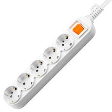 Daehan E Light W라이트 5孔總開關延長線, 1個, 白色, 1.5m