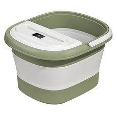 YUNMI 腳底按摩足浴盆/泡腳桶/足浴桶/家用洗腳盆/折疊水桶/泡腳盆 帶提手帶蓋 智能測水溫, 1個, 綠色