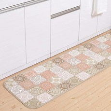 San Luna 歐式拼接風抗菌廚房墊子 日本製, 米色, 1個