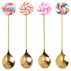 달콤 롤리팝 티스푼 4종 세트, 혼합색상, 1세트