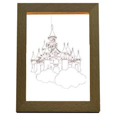 小麥購物 3D造型相筐夜燈 天空之城 L492, 木色