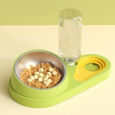 寵物雙碗自動飲水食碗, 1個, 酪梨綠