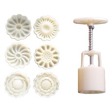 小麥購物 中式手壓糕點/綠豆糕/月餅模具7件組 L972, 1組, 白色