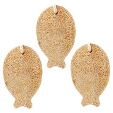 gleen Luffa絲瓜雙層雙面菜瓜布 魚形 大型, 1入, 3個