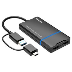 Coms USB AC型轉雙HDMI轉接器 擴展鏡像螢幕複製 2-1 4K-30Hz 1080P-60Hz FHD UHD USB 3.0, 1個, PT041