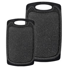 bella cuisine 黑色大理石防滑方形雙面砧板 中M + 大L 套組, 砧板 2入, 1套