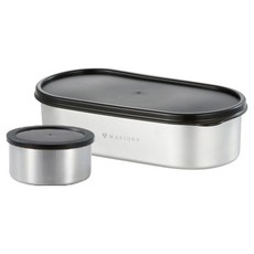 MASIONS 美心 頂級304不鏽鋼 日式密封防漏分隔便當盒 可微波 附湯碗 850ml, 1個, 銀色