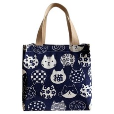 手提保溫袋, 1個, 藍色貓字