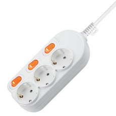 Daehan E Light W-Lite 獨立開關3孔延長線 DHM-SG3C, 1個, 1.5m, 白色