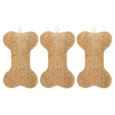 gleen Luffa 雙層雙面骨頭造型菜瓜布 大款, 1入, 3個