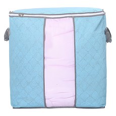 小麥購物 竹碳棉被衣物收納袋 直式小號 藍色, 1個, 1入