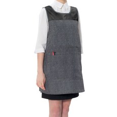 예경 전면 지퍼 포켓 망사 원피스 앞치마 특대, 검정색 데님패턴(PO-8008-A), 1개