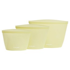 이지실리 多用途矽膠夾鏈袋 500ml + 1L + 1.5L 套組, 1套, 黃色