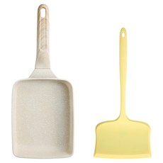 Easilysili 矽膠烹飪工具 2件組, 1套, 寬版鍋鏟 + 方形雞蛋捲平底鍋, 檸檬黃(鍋鏟), 混合色(平底鍋)