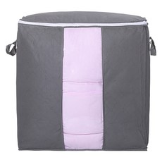 小麥購物 竹碳棉被衣物收納袋 直式小號 灰色, 1個, 1入