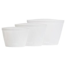 이지실리 多用途矽膠夾鏈袋 500ml + 1L + 1.5L 套組, 1套, 白色