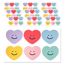 아이엔피 큐티 스마일 하트 데코 스티커 6종 세트, 혼합색상, 10세트