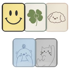 플라이토 디자인 자석 거치대 벽부착 철판 사각 40 x 50 mm 5종 세트 A, 스마일 옐로우 + 클로버 아이보리 + 강아지 그레이 + 수달 스카이 + 고양이 그레이, 1세트