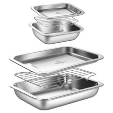 WAGENSTEIGER 無研磨劑不鏽鋼方形託盤模組2件B套組, 1套, 1號調理盤 + 模組型1號調理盤