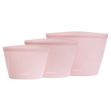 이지실리 多用途矽膠夾鏈袋 500ml + 1L + 1.5L 套組, 1套, 粉紅色