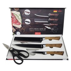 韓國 KRUGER 不鏽鋼廚刀4件組, 1套, 中式菜刀 + 主廚刀 + 水果刀 + 廚房剪刀
