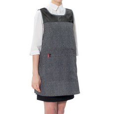 Yekyeong 前方拉鍊口袋網紗連身裙式圍裙 大 PO-800, 1個, 黑色丹寧(8008)