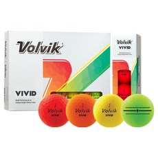 Volvik Vivid 3L Focus 3層剛爾夫球, 12顆, 1盒, 紅色 + 橘色 + 黃色 + 綠色
