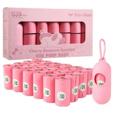 Eco Clean 狗狗環保排便袋 24捲 x 360入 + 櫻花分配器組合, 1套, 粉紅色, 24入