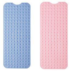新錸家居 浴室吸盤防滑墊 長形地墊 2件組, 1組, 粉紅色 + 藍色